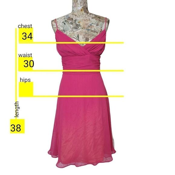 Cocktail Dress Ombre Pink to Peachy Spaghetti Strap Flowy Evening Party Dress - Picture 4 of 14